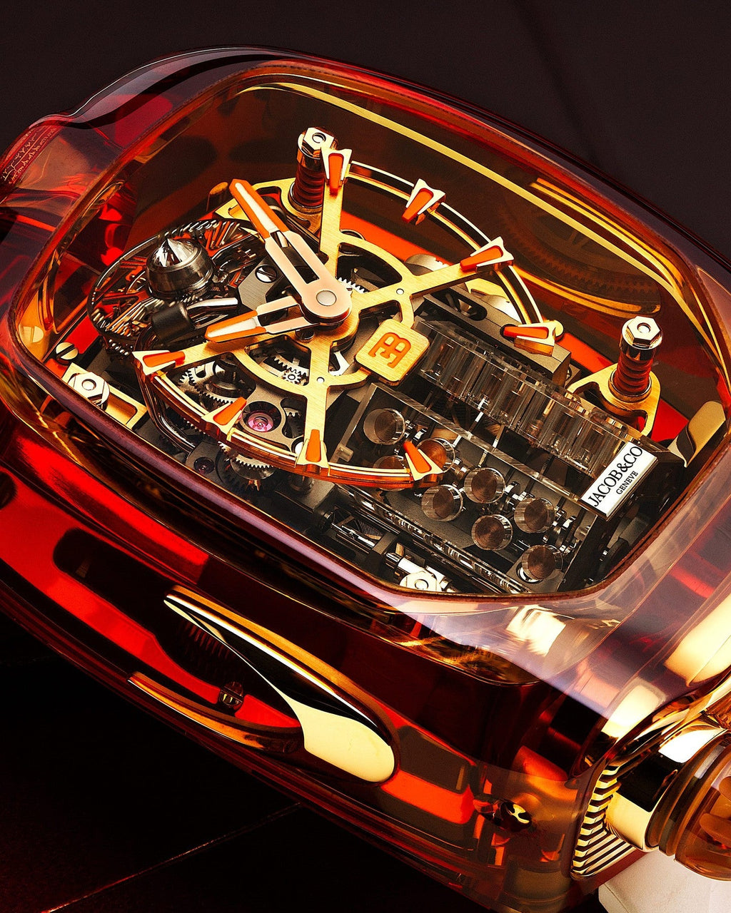Limited Edition Jacob & Co. Bugatti Chiron Tourbillon Orange Sapphire Crystal watch (I01)