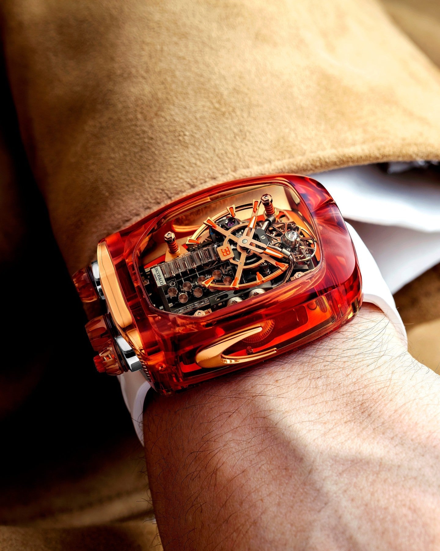 Limited Edition Jacob & Co. Bugatti Chiron Tourbillon Orange Sapphire Crystal watch (I01)