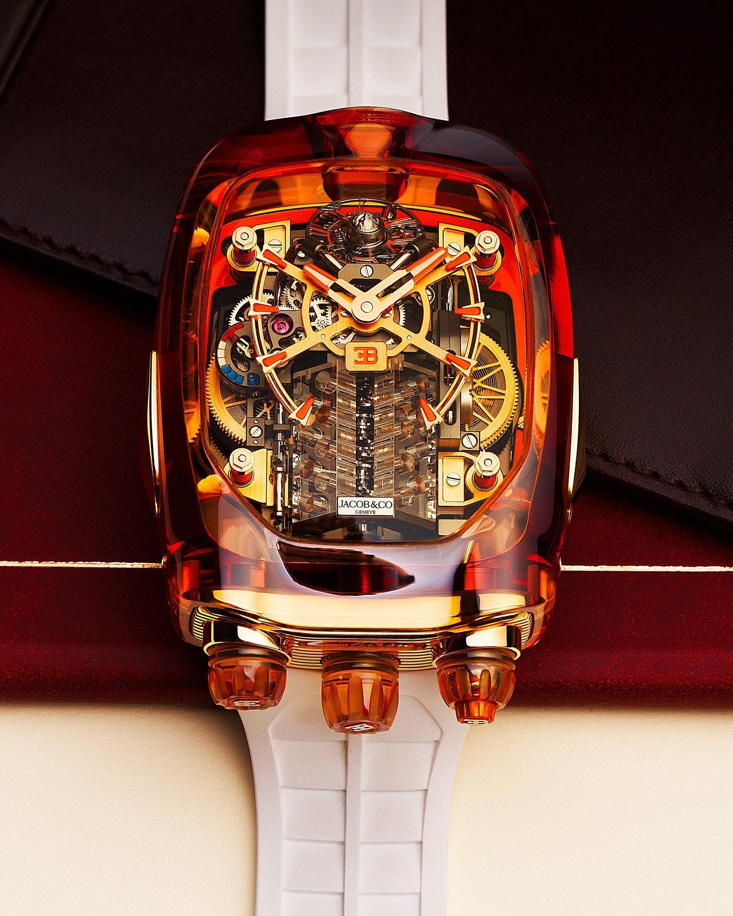 Limited Edition Jacob & Co. Bugatti Chiron Tourbillon Orange Sapphire Crystal watch (I01)