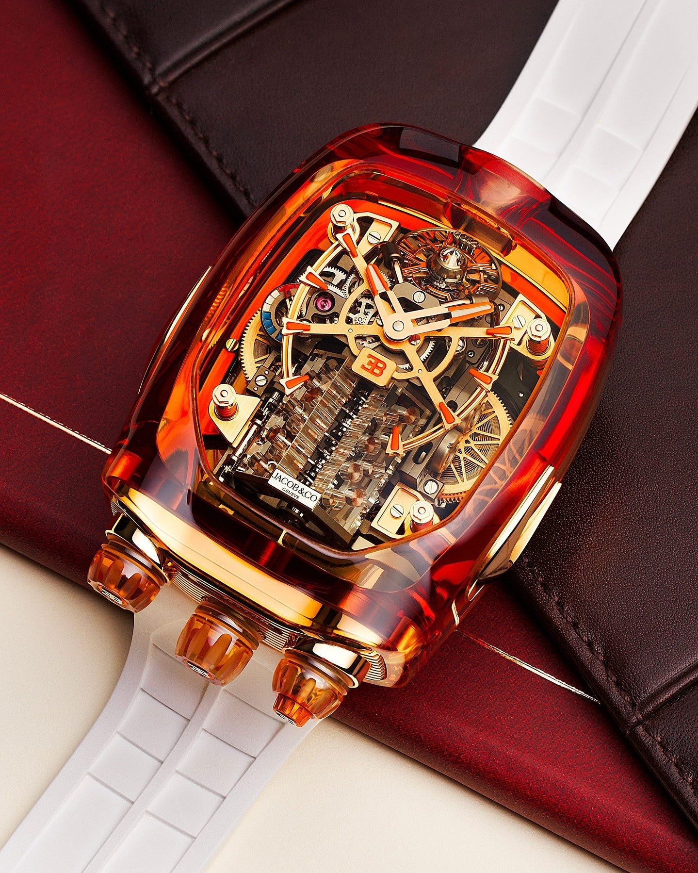 Limited Edition Jacob & Co. Bugatti Chiron Tourbillon Orange Sapphire Crystal watch (I01)
