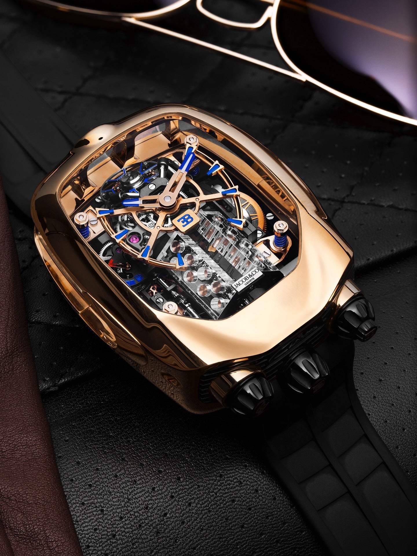 Limited Edition Jacob & Co. Bugatti Chiron Tourbillon timepiece in a rose gold case Watch (I01)