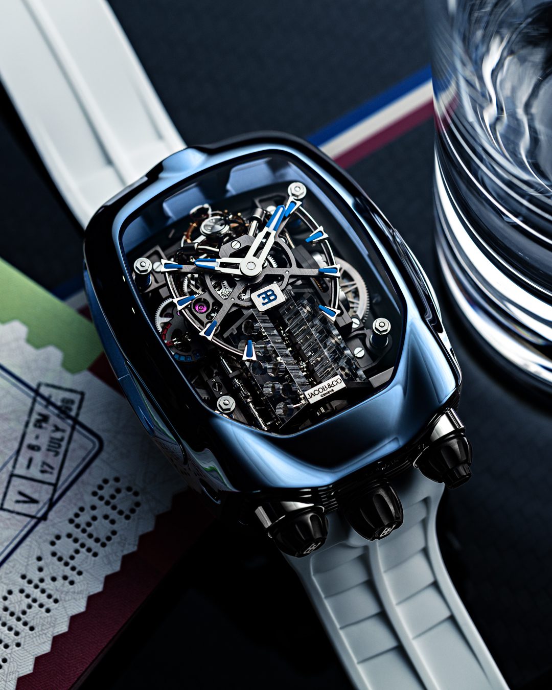 Limited Edition Jacob & Co. Bugatti Chiron Tourbillon timepiece in a rose gold case Watch (I01)