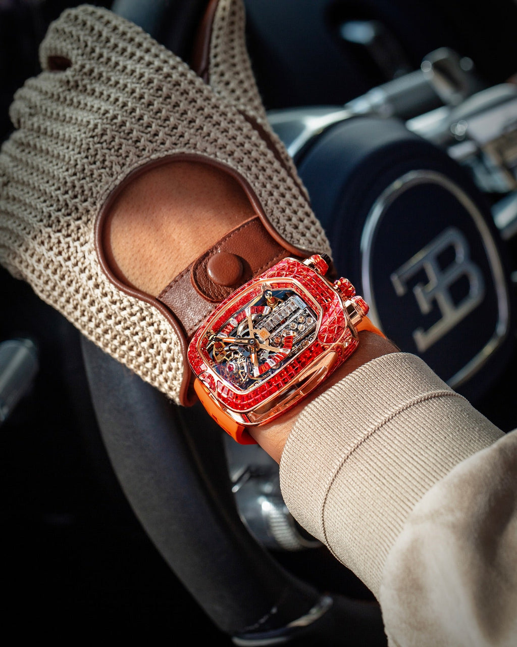Limited Edition Jacob & Co. Bugatti Chiron Tourbillon Baguette watch (I01)