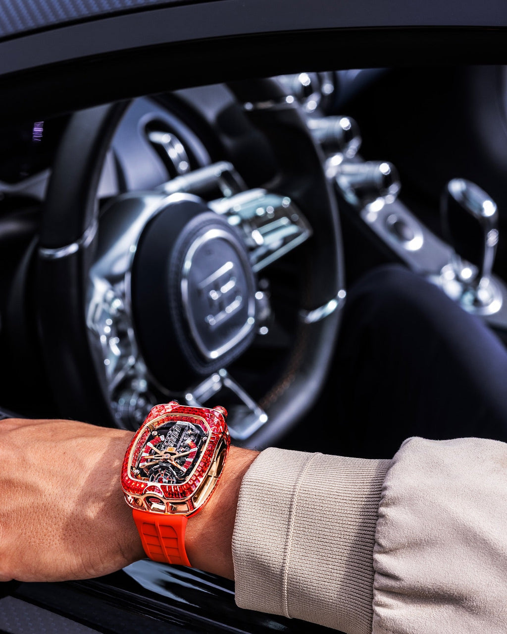 Limited Edition Jacob & Co. Bugatti Chiron Tourbillon Baguette watch (I01)