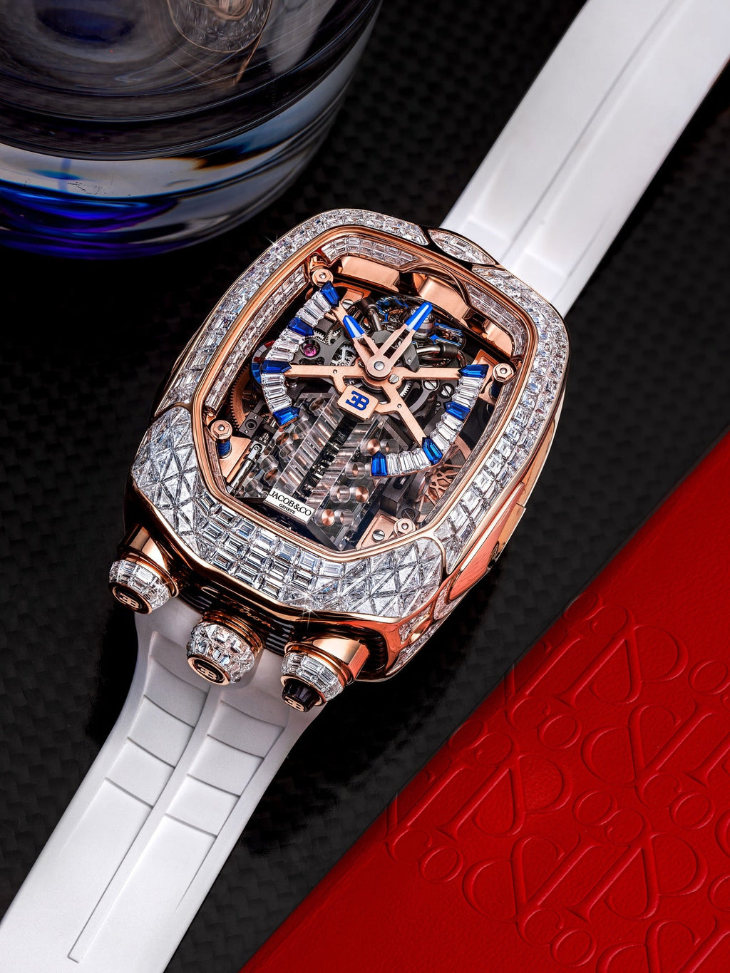 Limited Edition Jacob & Co. Bugatti Chiron Tourbillon Baguette watch (I01)