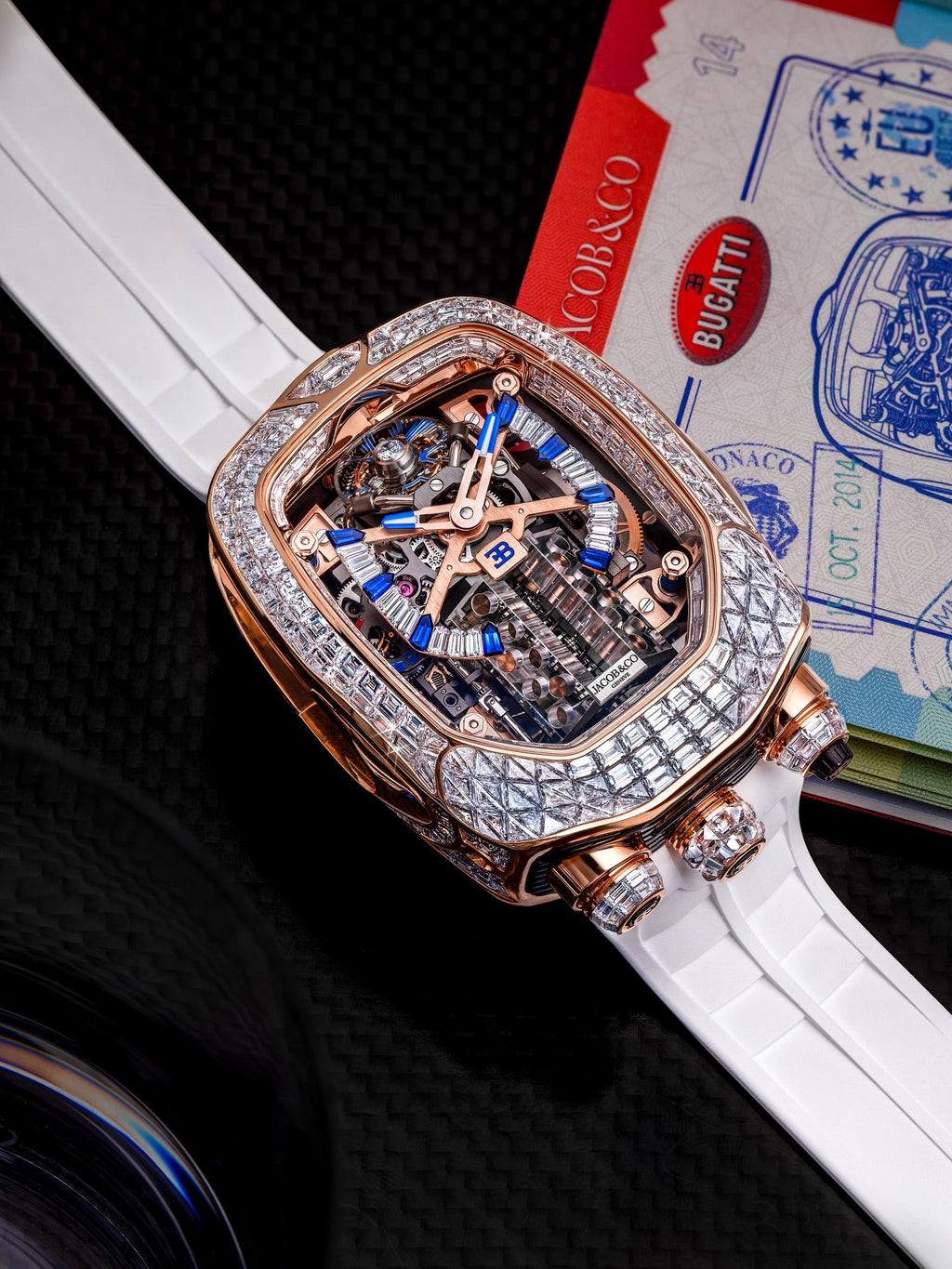 Limited Edition Jacob & Co. Bugatti Chiron Tourbillon Baguette watch (I01)