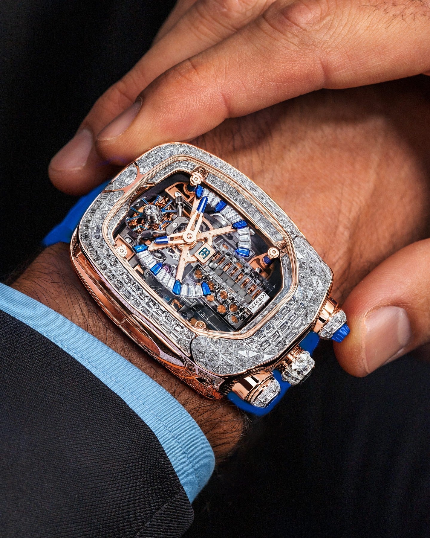 Limited Edition Jacob & Co. Bugatti Chiron Tourbillon Baguette watch (I01)