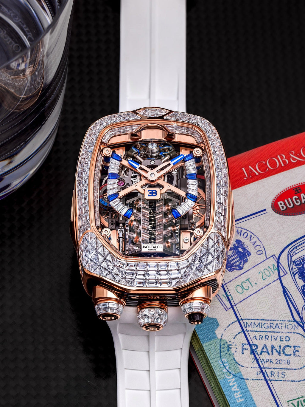 Limited Edition Jacob & Co. Bugatti Chiron Tourbillon Baguette watch (I01)