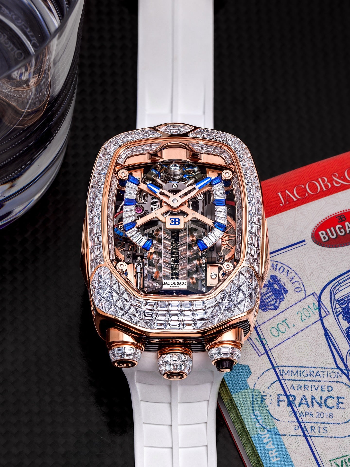 Limited Edition Jacob & Co. Bugatti Chiron Tourbillon Baguette watch (I01)