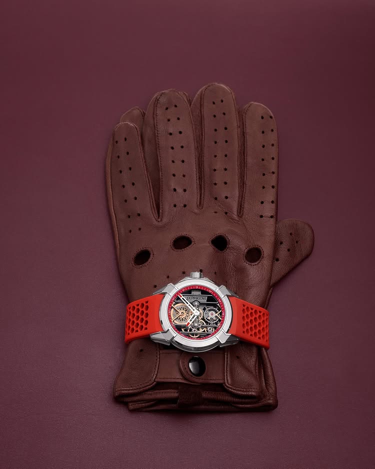 Limited Edition Jacob & Co. Epic X Skeleton watch with an orange rubber strap. (I01)